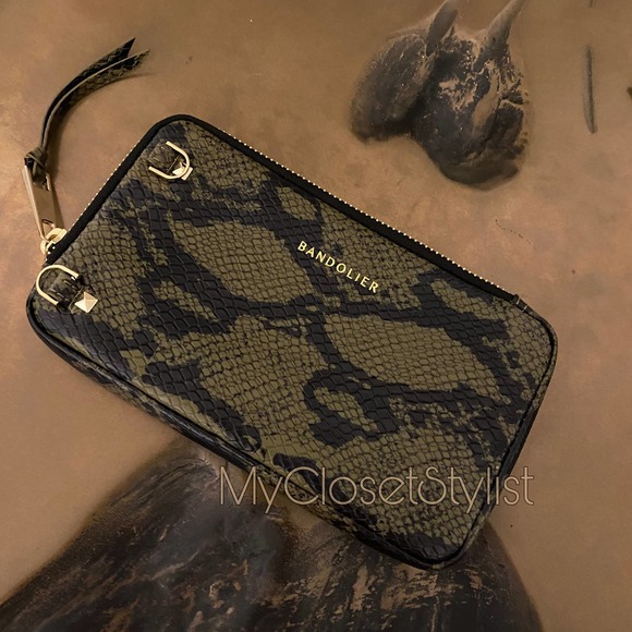 Bandolier Handbags - BANDOLIER Camo Expanded Pouch RARE/NEW! Black Snake Crossbody Purse Gold Zipper